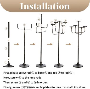 Свічник чорний, 5-рамний, висотою 122 см, чорний Sziqiqi