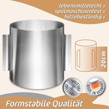 Регульована висота 30 см - кільце для випікання з нержавіючої сталі та форма для випікання в одному, високоякісні та функціональні - дуже високе кільце для випікання кругле, регульоване 16-30 см, рамка для випікання кругла, 4smile cake ring