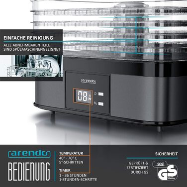 Дегідратор на 5 полиць, 350 Вт Arendo