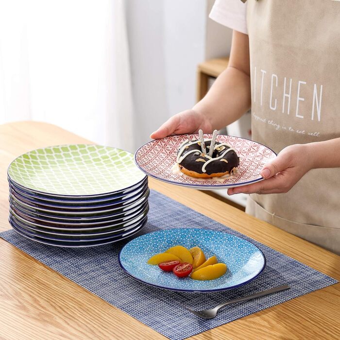 Тарілка десертна ванкассо порцеляна, 12 шт. Тарілка для торта кольорова, макарон Ø 21,5 см Тарілка плоска для сніданку Макарони 12 шт. тарілка для торта