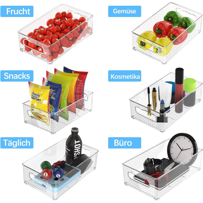 Набір холодильників-органайзерів 9 упаковок (3 розміри) Холодильник-органайзер, кухонний органайзер для комори, морозильної камери, шафи, ящика, офісу (3 розміри 6 упаковок)