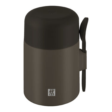 Харчовий контейнер 600 мл з ложкою, нержавіюча сталь, шоколадний колір Thermo Plus Zwilling
