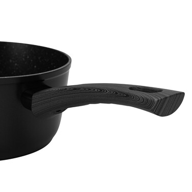 Ковш Fissman 16x8 см/1,39 л ANGELA со стеклянной крышкой алюминий с антипригарным покрытием (14604)