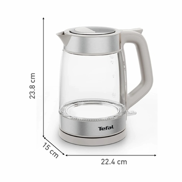 Tefal Электрочайник Glass Kettle 1.7л, стекло, с подсветкой, серебристо-серый