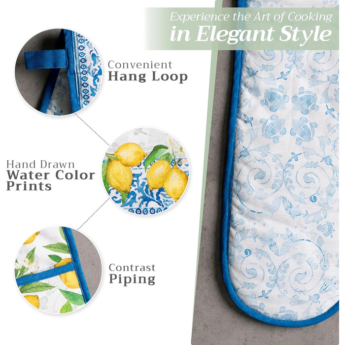 Прихватка для духовки Maison d&39 Hermine, підставка для каструль, 100 бавовна, термостійкі кухонні рукавички, прихватка для духовки (19 см x 33 см) та підставка для каструль (20 см x 20 см) для приготування їжі, Морзін - Прихватка для духовки на День под