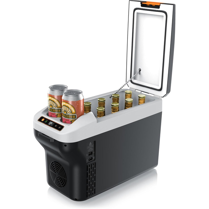 Електричний холодильник-бокс 10 л - напруга мережі 230 В та напруга автомобіля 12 В - охолоджує та нагріває - нагрівання макс. 65C - охолодження приблизно на 20C нижче температури навколишнього середовища - Холодно-сірий (тип 2)