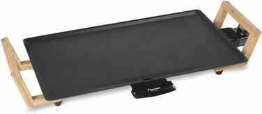 Электрический настольный гриль Bestron, гриль-пластина plancha/teppanyaki с антипригарным покрытием, барбекю до 10 человек, удлиненная поверхность для гриля, 2 000 Вт, цвет черный (L)