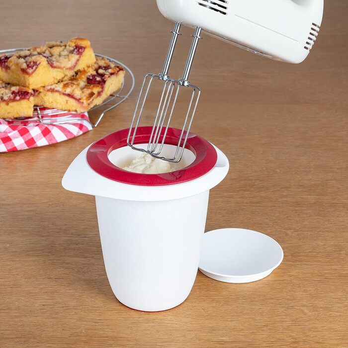 Миска для випічки Westmark 3,5 л - з носиком - кришка з двох частин - миска для змішування без бісфенолу А, нековзна та придатна для миття в посудомийній машині (червона/біла) (біла/червона, набір для випічки 4 шт.)