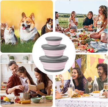 Складана миска 3 шт рожевий flintronic