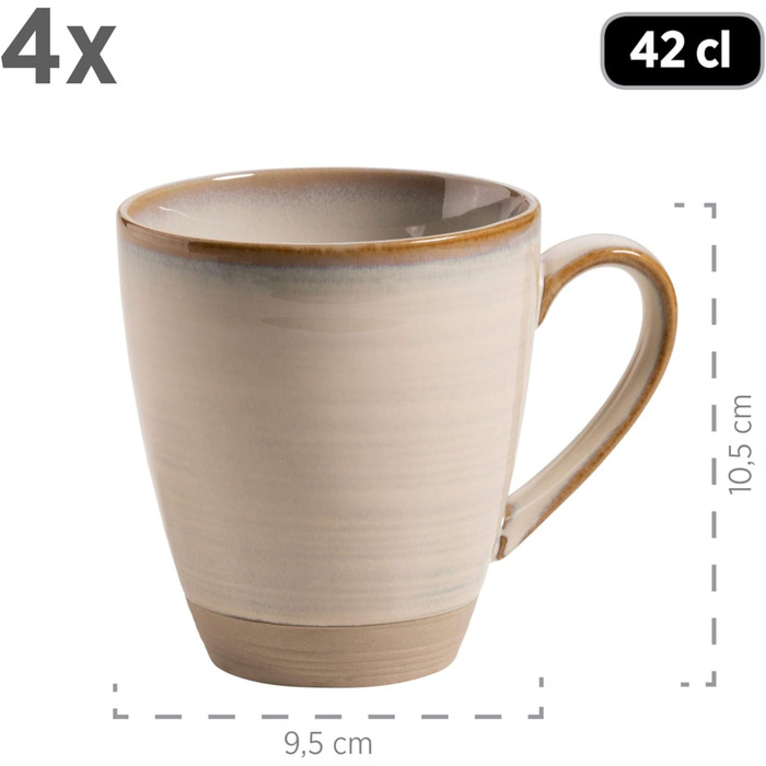 Набор винтажной посуды MSER серии 931818 Nottingham на 4 персоны, сервиз для завтрака из 12 предметов с неправильными круглыми формами в стиле ретро, керамогранит