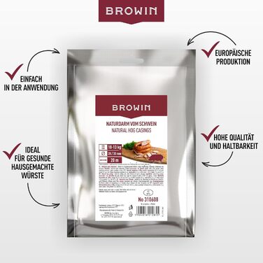 Натуральна оболонка для ковбас Натуральна оболонка вищого сорту для домашньої ковбаси, ялівцевої ковбаси, білої ковбаси, сардельки (калібр 18/20 мм, 91 метр, овеча оболонка)