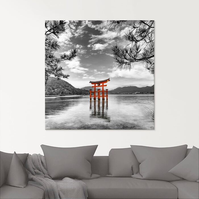 Настінний декор скляні картини настінна картина скляна картина цільна 40x40 см квадрат Тоскана Італія природа пейзаж сад троянди балкон вид літо T4QS (Vermillion Torii, 20 x 20 см)