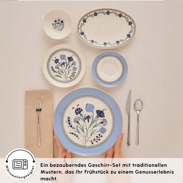 Набір столового посуду для сніданку на 6 персон, 26 предметів, Блакитна гвоздика KARACA