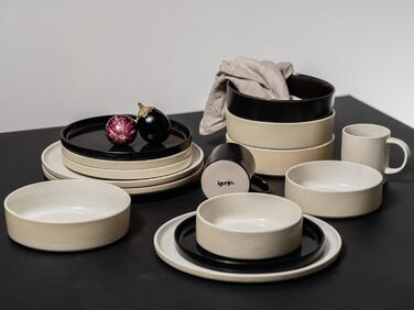 Набір керамічного посуду igunja, набір мисок та тарілок 12 предметів на 4 особи Високоякісний, 100 ручної роботи, набір посуду з реактивною глазур&39ю, матовий зовні, глянцевий всередині (бежевий, миски XL)