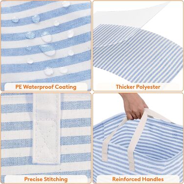 Окремо стоячий кошик для білизни Lifewit, складний великий кошик для білизни з подовженими ручками для одягу, іграшок, 2 упаковки (синій, 75 л)