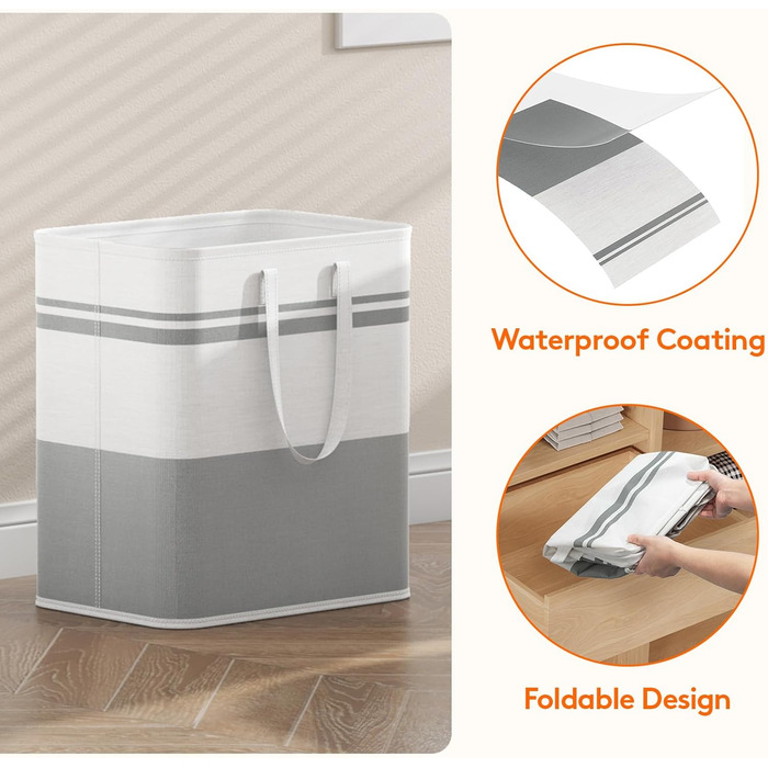 Кошик для білизни Lifewit з 2 предметів 60 л Мішок для білизни, Ящик для білизни Контейнер для білизни Збірник білизни Комод для білизни Кошики для білизни для квартири, гуртожитку, Караван Пральня, сірий і білий 2 x 60 л