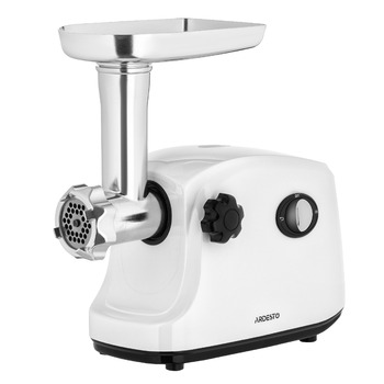ARDESTO М'ясорубка, 1600Вт, 1.6кг/хв, 3 решітки, насадка для ковбас, кеббе, пластик, білий