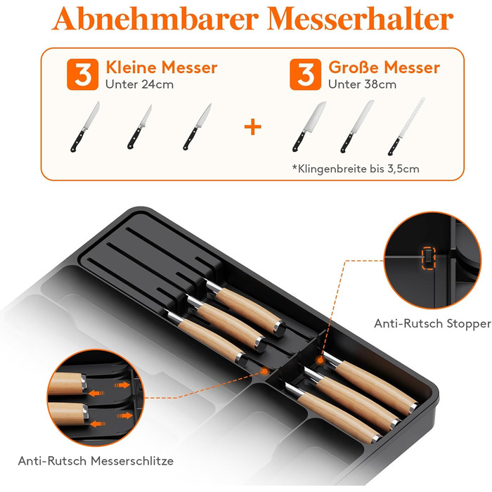 Органайзер для столових приладів 60 х 40 х 4,6 см 2 шт чорний Lifewit