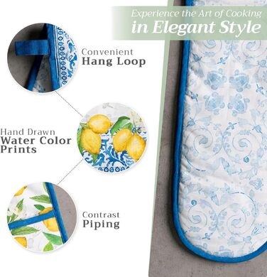 Прихватка для духовки Maison d&39 Hermine, підставка для каструль, 100 бавовна, термостійкі кухонні рукавички, прихватка для духовки (19 см x 33 см) та підставка для каструль (20 см x 20 см) для приготування їжі, Морзін - Прихватка для духовки на День под