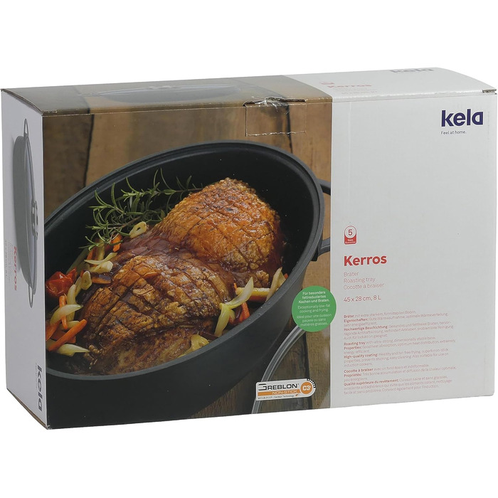 Жаровня 8 л овальна зі скляною кришкою KERROS Kela