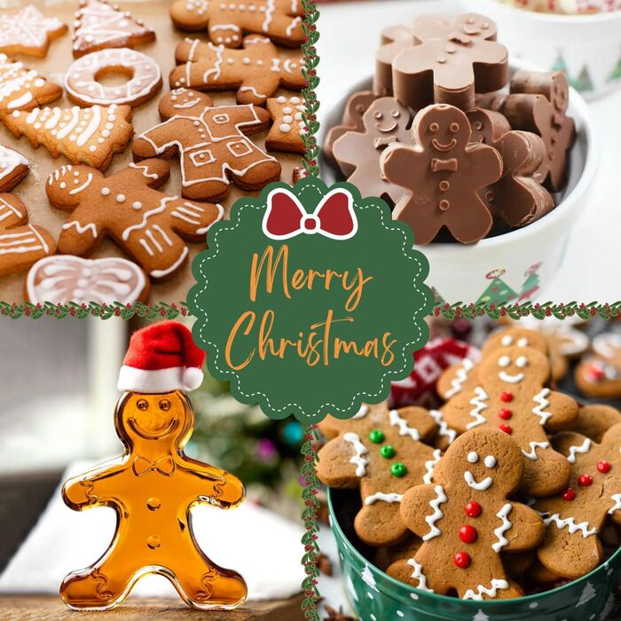 Ультратонка форма для шоколаду у формі пряникового чоловічка, різдвяна силіконова форма для випічки, антипригарна, харчовий силікон, для шоколаду, цукерок, печива, товщина лише 0,6 см, 2