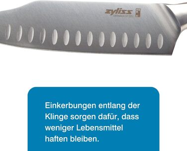 Німецька нержавіюча сталь Zyliss E920268 Comfort Pro, чорна ручка, кухонний ніж, можна мити в посудомийній машині, гарантія 25 років (ніж Santoku)