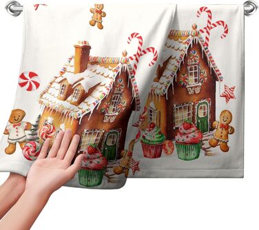 Різдвяні кухонні рушники Kwlegh, рушник для рук, рушник для пальців у формі різдвяної ялинки з цукерками та сніжинками, набір з 2 шт. , банний рушник для милих чоловіків, високопоглинаючі рушники, 36 x (пряниковий будиночок на Різдво)