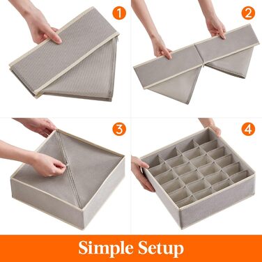 Набір з 4 органайзерів для шкарпеток і спідньої білизни, світло-сірий Lifewit