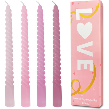 Набір з 4 конічних спіральних свічок 2,2 x 25 см, рожевий мікс Love Topsics