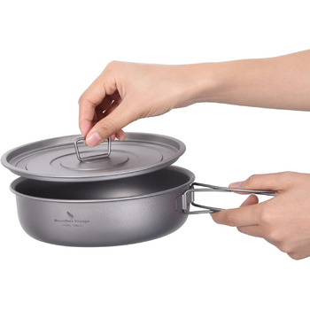 Кемпінгова сковорода з антипригарним покриттям з кришкою та складними ручками 19 см. iBasingo