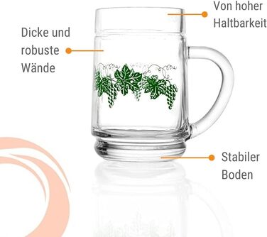 Набір винних кухлів 0,25 л з декором виноградного листя, 6 предметів, Stölzle Lausitz