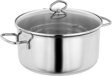 Набір каструль Head Merkur з нержавіючої сталі індукційні каструлі з обідком, літровою шкалою та скляною кришкою (6 предметів)