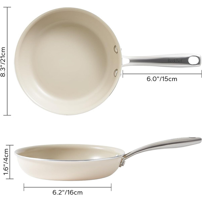 Сковорода індукційна 20 см керамічне покриття, бежева Redchef