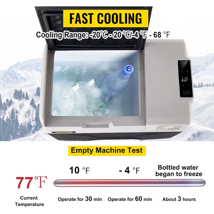 Автомобільний холодильник VEVOR 35L, компресорний холодильник, коробка-холодильник з нержавіючої сталі, ізольована коробка для свят, міні-холодильник, автомобільний холодильник з розеткою 35L (30L)