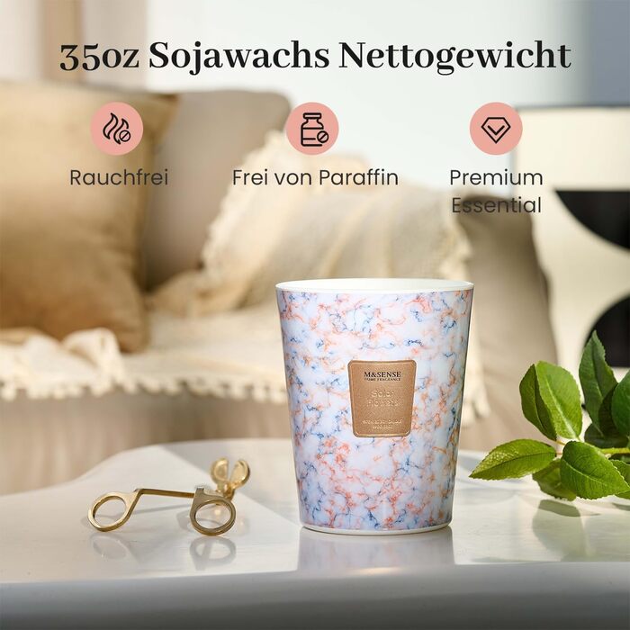 Ароматизована свічка M&SENSE велика Чорні ароматизовані свічки у склянці Ароматизована свічка з натурального соєвого воску Розслаблююча ароматерапія Подарунок для жінок та чоловіків, Різдво Час горіння 75 годин та 2 ґноти (соняшники, 990 г)