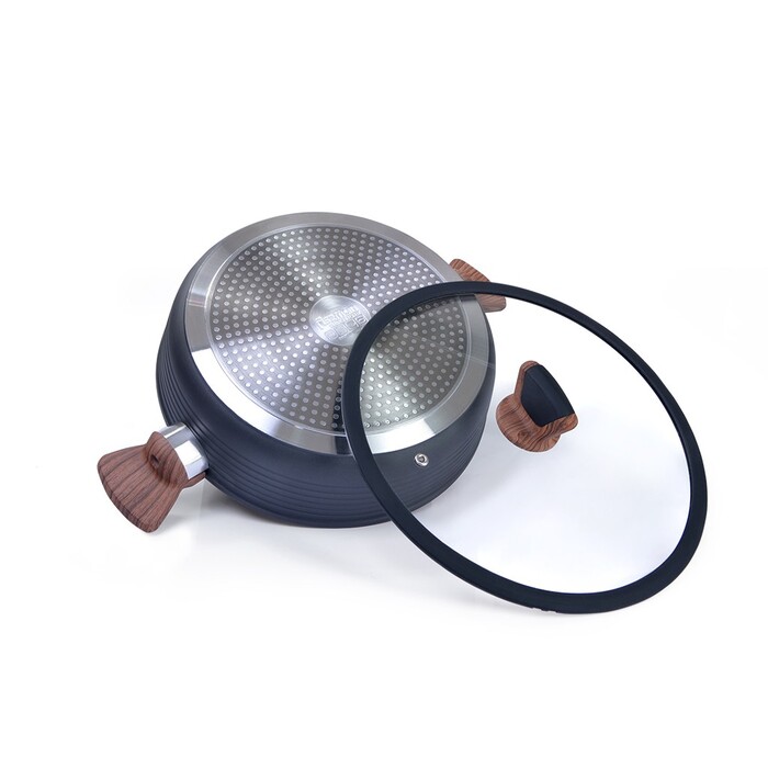 Сотейник Fissman 28x7,5 см 4100 мл DIAMOND GREY со стеклянной крышкой (4306)