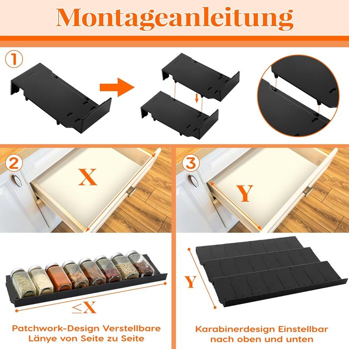 Органайзер для спецій на 24 предмети чорний Aonext