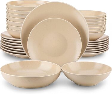 Столовий сервіз з керамограніту, ванкассо 32 предмети Карстовий комбінований сервіз з фаянсу, набір посуду у вінтажному вигляді на 4-12 осіб (Sabine-bg, посуд на 8 осіб)