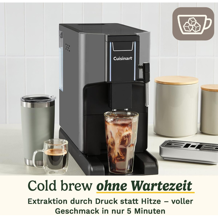 Кавоварка Cuisinart для меленої та завареної кави на одну чашку Крапельна кава на одну порцію Вбудований конічний млин з нержавіючої сталі 3 варіанти розміру чашки Багаторазова фільтрувальна капсула Чорний (повністю автоматичний, чорний)