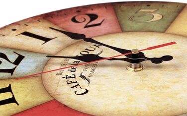 Настінний кухонний годинник YOAI, вінтажний, потертий ШИК, античний, ностальгічний, сільський, кварцовий годинник з МДФ з безшумним механізмом, 12 дюймів/30 см Ø (світло-коричневий)