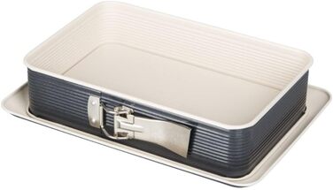 Прямокутна пружинна форма Zenker CREME NOIR, форма для випічки з листової сталі, форма для торта з армованим керамікою антипригарним покриттям (колір крем/антрацит), кількість , 28 x 17 x 7 см Single