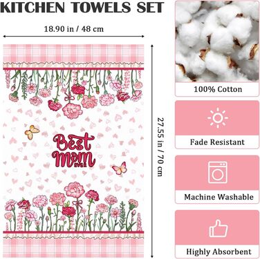 Кухонні рушники, бавовна, 4 шт., кухонні рушники, 100 бавовна. Осінній набір кухонних рушників. Багатофункціональні високоякісні кухонні рушники для сушіння рушників 50 x 70 см (День матері)