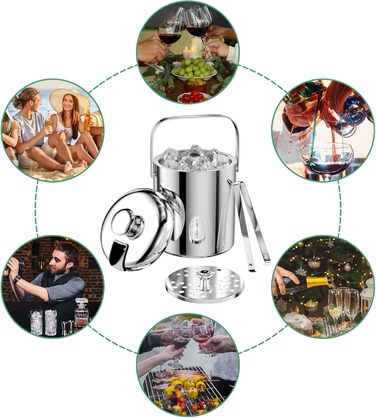 Відро для льоду з нержавіючої сталі з герметичною кришкою 1,3 л Ghazpmuk