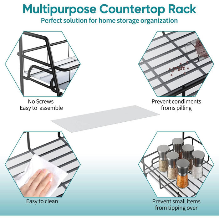 Стійка для спецій двохярусна 31 x 16,5 x 31 см, чорна BOKIOVIN