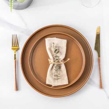 Набір посуду LeRatio для 6 осіб, 18-предметний набір керамічного посуду, керамічна миска та тарілка, стійкі до подряпин (18-предметний набір, бурштиновий)