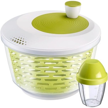 Спиннер для салата Westmark, Oбем 4.4 л, ø 23.5 см, пластик, не содержит бисфенола А, Spinderella, цвет прозрачный/белый/зеленый, 2430224A (яблочно-зеленый, нескользящий, набор из 2 шт.)