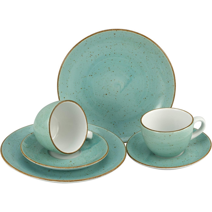 Серия ВИНТАЖ ПРИРОДА, Терра, набор посуды, кофейный сервиз 6 предметов, фарфор, (цвет морской волны), 22334