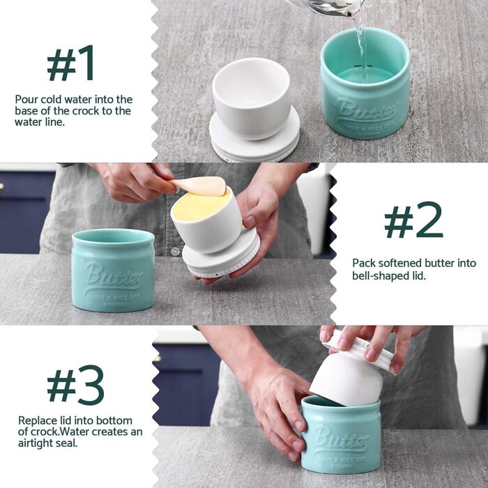 Баночка для масла порцелянова 192 мл, блакитна Dowan