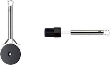 Різак для піци WMF Profi Plus 19,8 см, колесо для тіста з покриттям, ролик для піци, різак для піци, нержавіюча сталь Cromargan частково матова, можна мити в посудомийній машині (комплект із силіконовим пензлем для випічки 20 см)