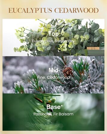 Ароматична свічка M&SENSE надзвичайно велика, час горіння 150 годин, натуральна ароматерапевтична свічка з 3 гнітами, сильний аромат, тривале горіння, подарункова свічка та прикраса для дому, подарунки для жінок (990 г, евкаліпт та кедр)